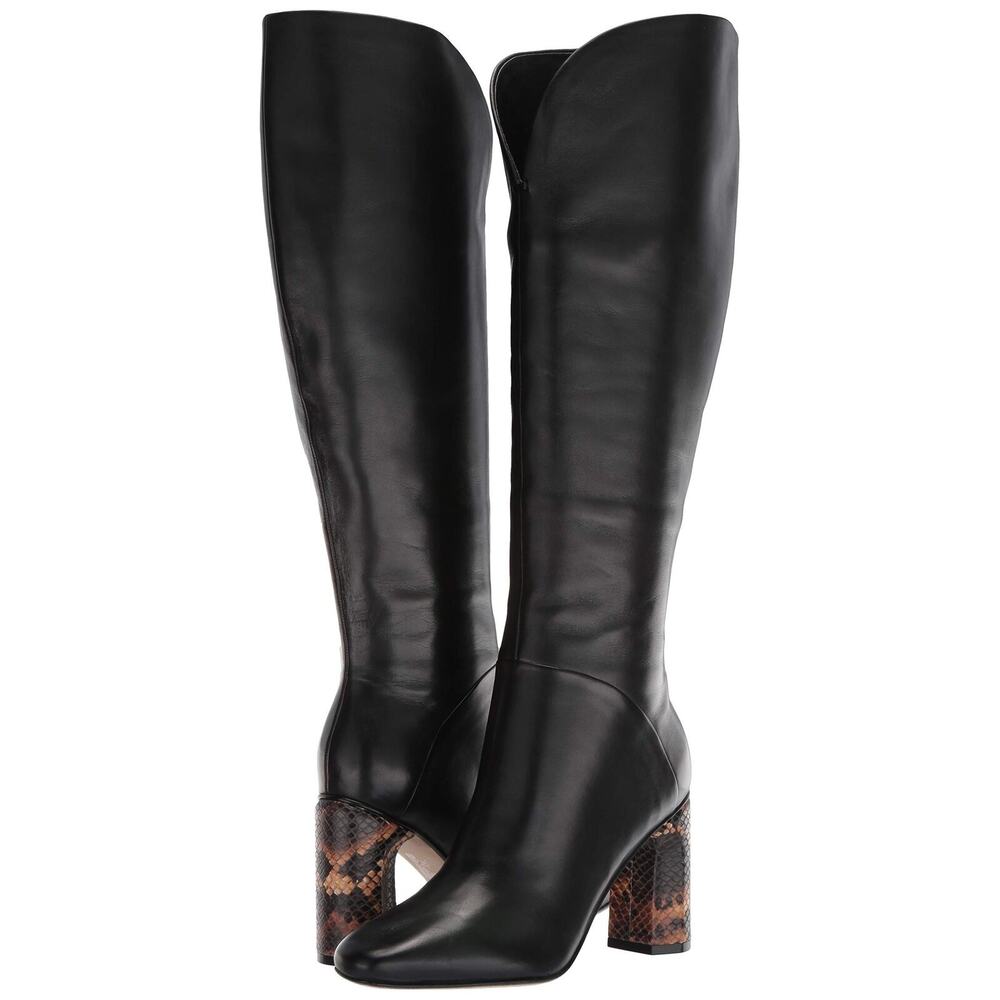 Sigerson Morrison Baretta Womens 6.5M Tall Leather Boots Snakeskin Heel